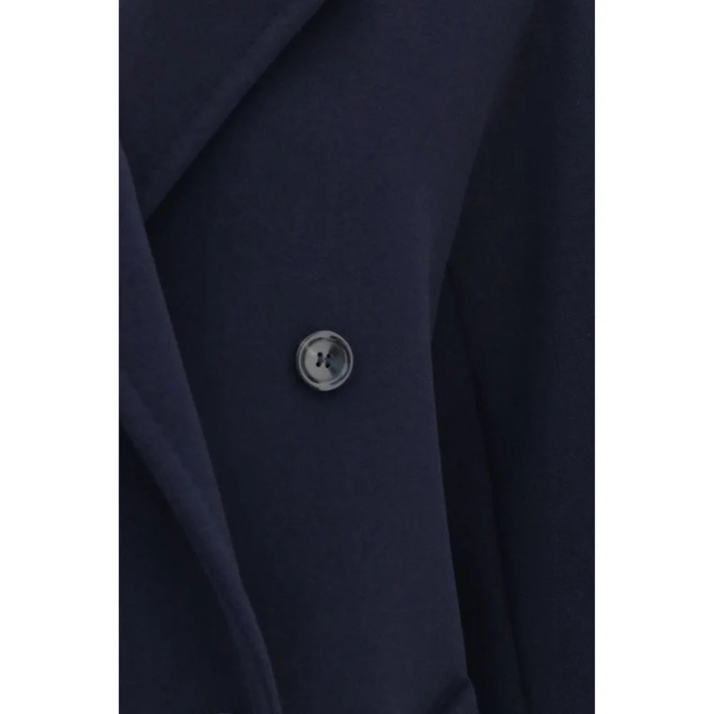 Max Mara Blue Wool Oves Aries Full-Length Jacket