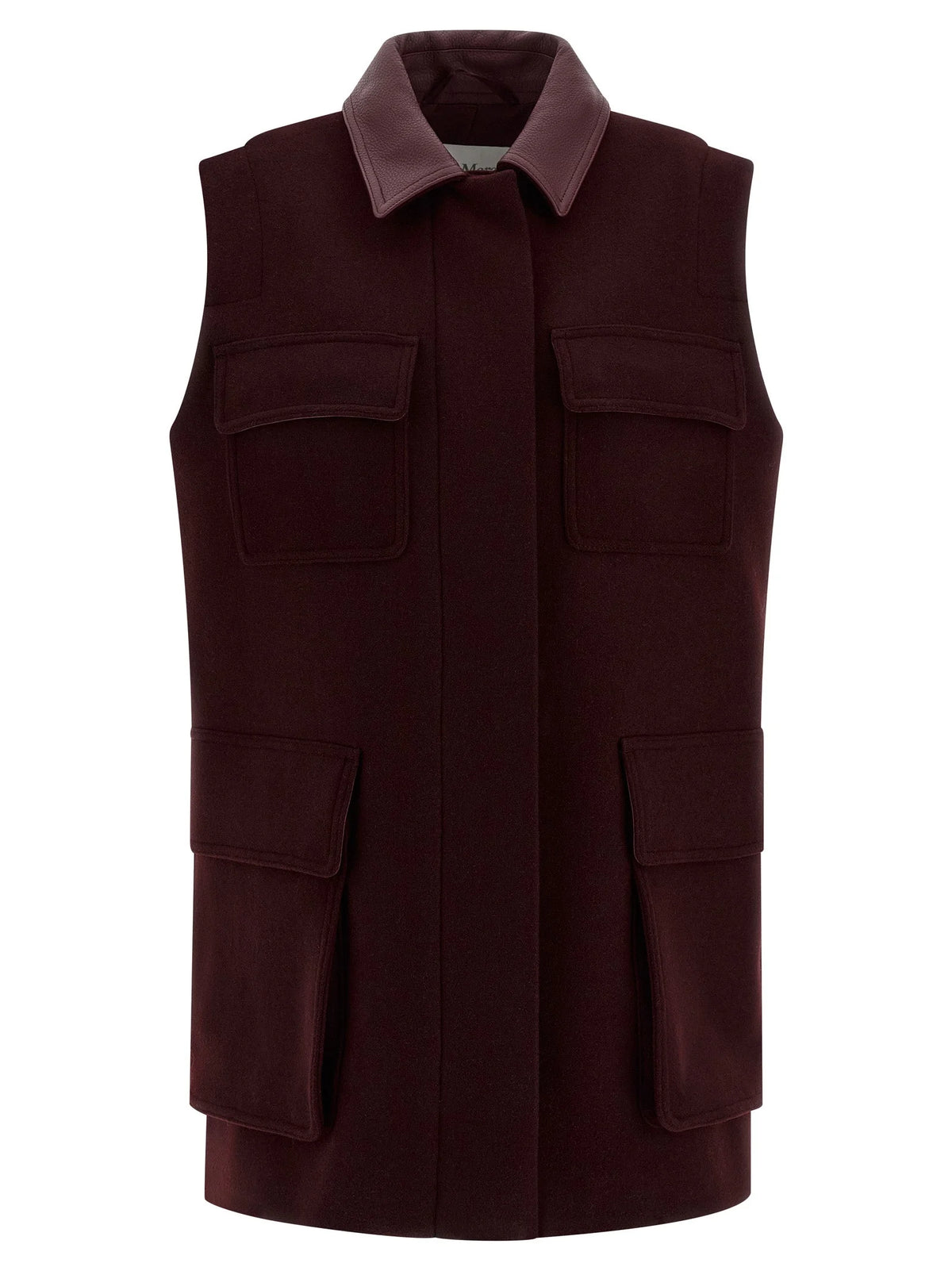 Max Mara Bordeaux Virgin Wool Sleeveless Jacket - IT38