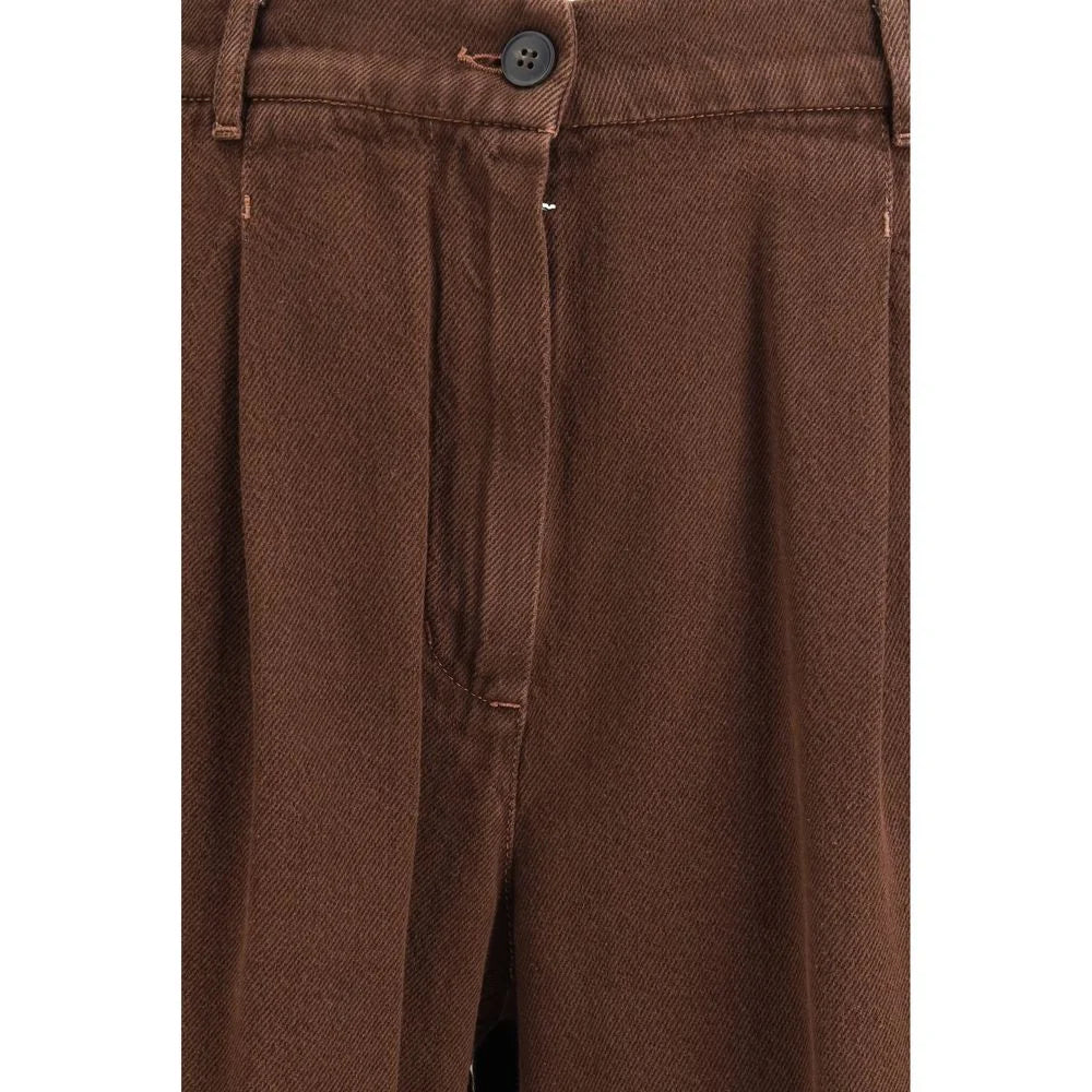 Max Mara Brown Cotton Casual Pants