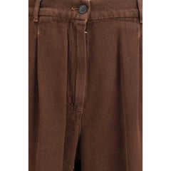 Max Mara Brown Cotton Casual Pants