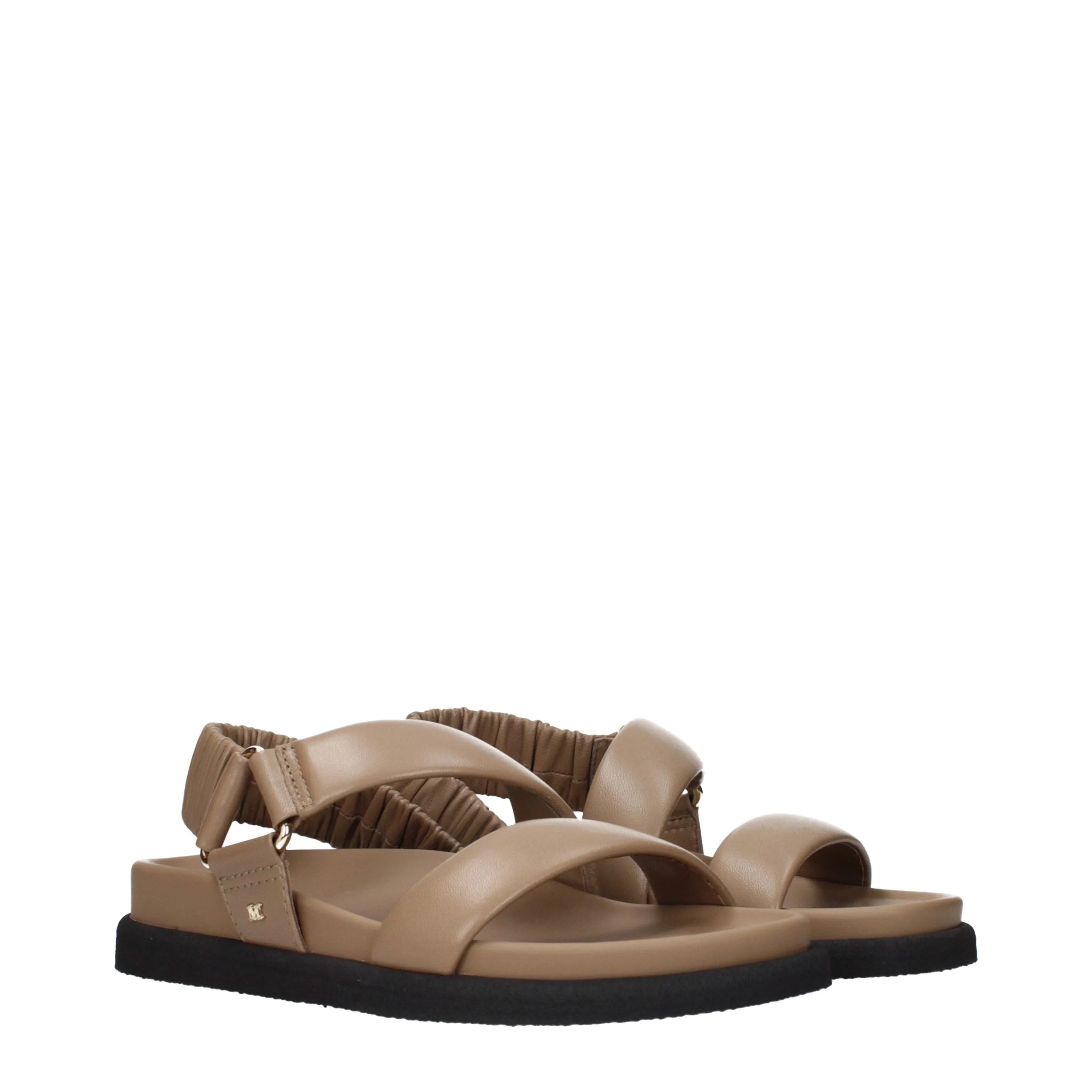 Sandalias planas de cuero marrón Max Mara
