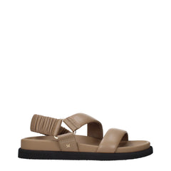 Sandalias planas de cuero marrón Max Mara
