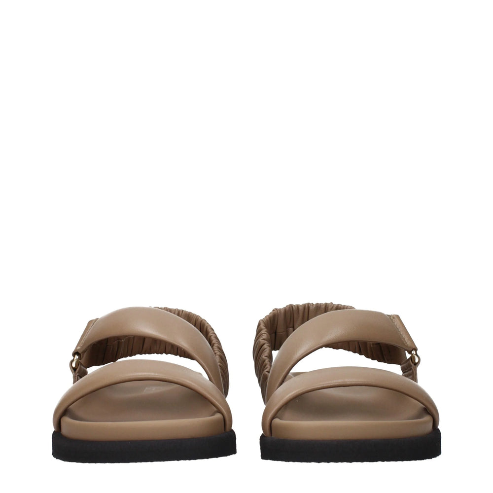 Max Mara Brown Leather Flat Sandals
