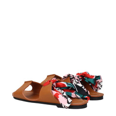 Max Mara Brown Leather Flat Sandals - EU38/US8