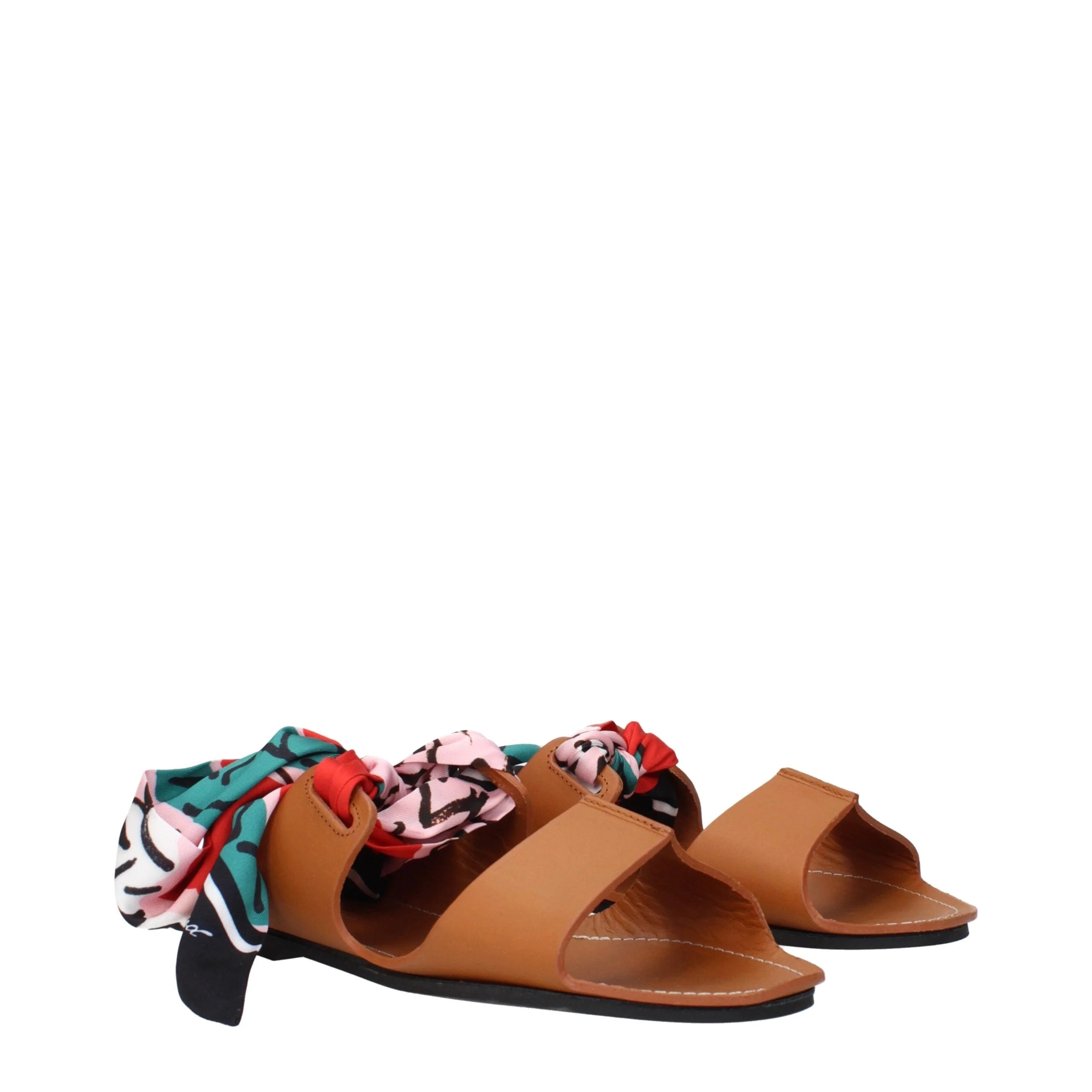 Max Mara Brown Leather Flat Sandals - EU38/US8