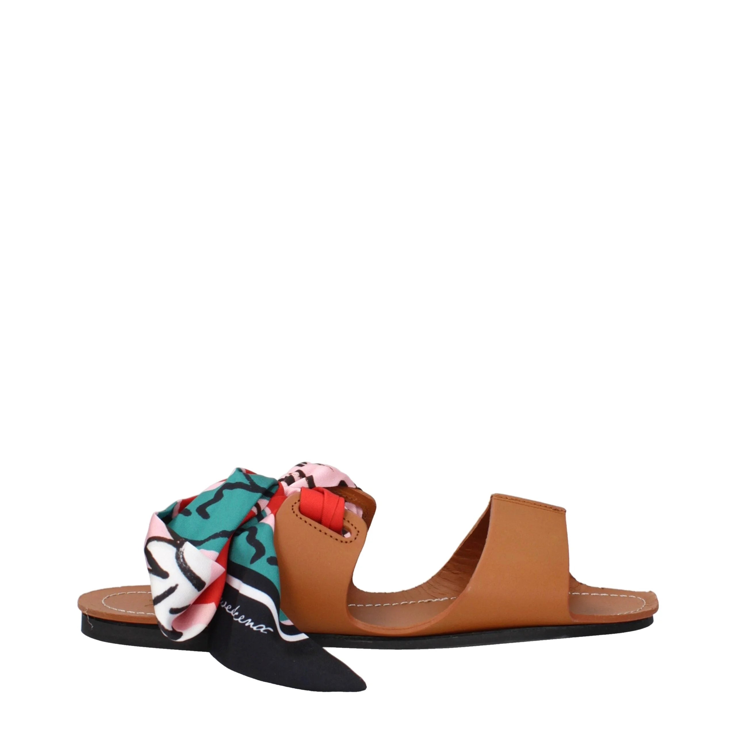 Max Mara Brown Leather Flat Sandals - EU38/US8