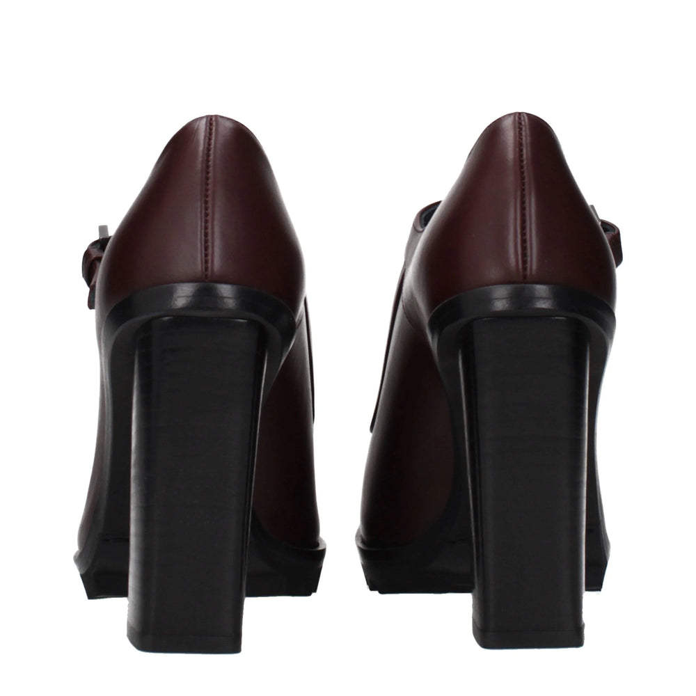 Max Mara Bruine leren pumps met hoge hak