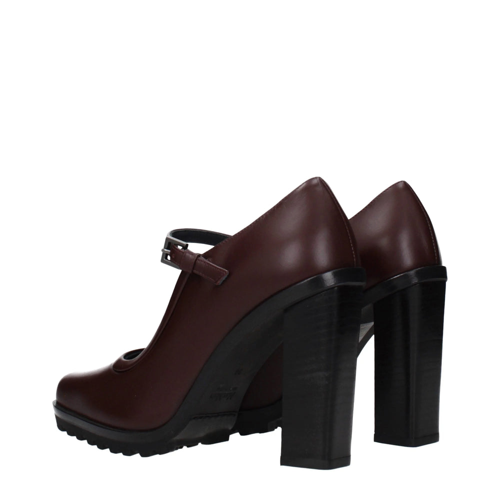 Max Mara Bruine leren pumps met hoge hak