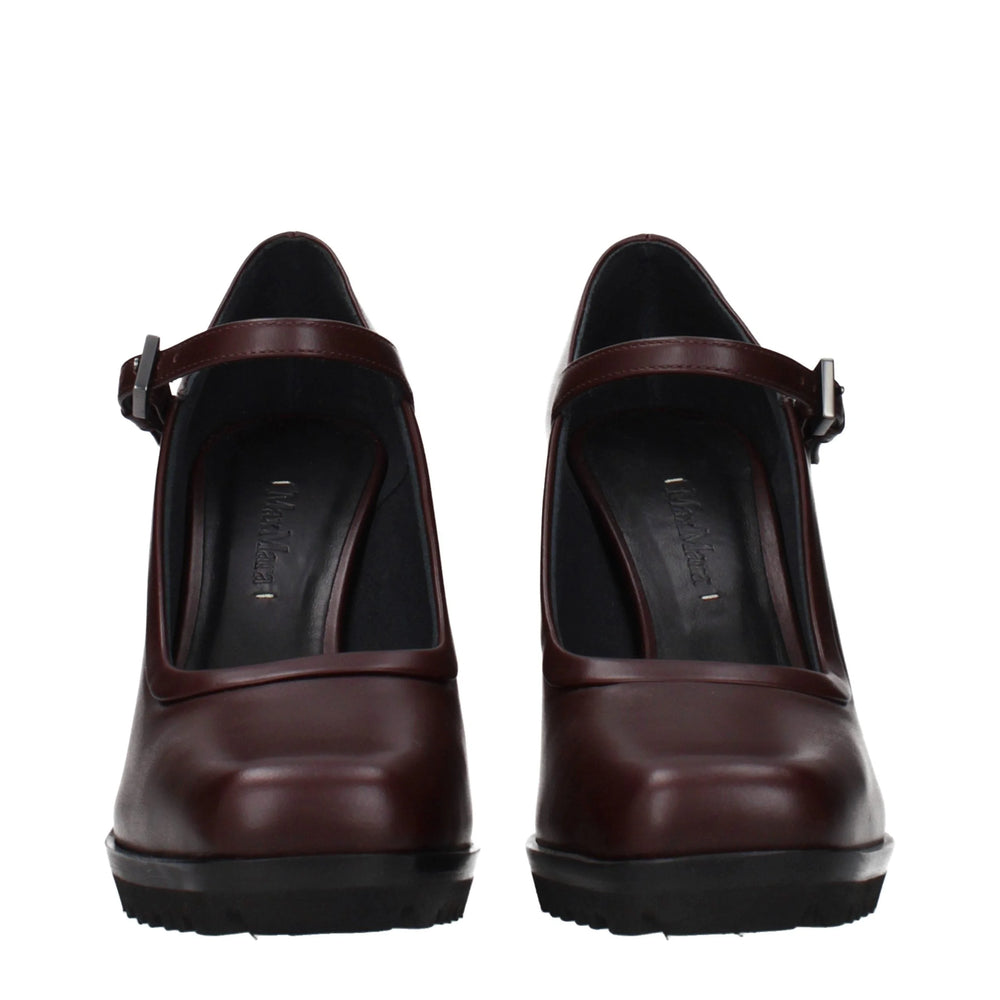 Max Mara Bruine leren pumps met hoge hak