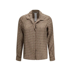 Max Mara Brown Silk Pattern Shirt