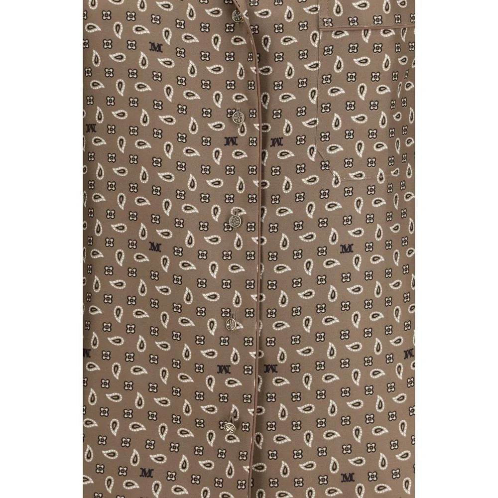 Max Mara Brown Silk Pattern Shirt