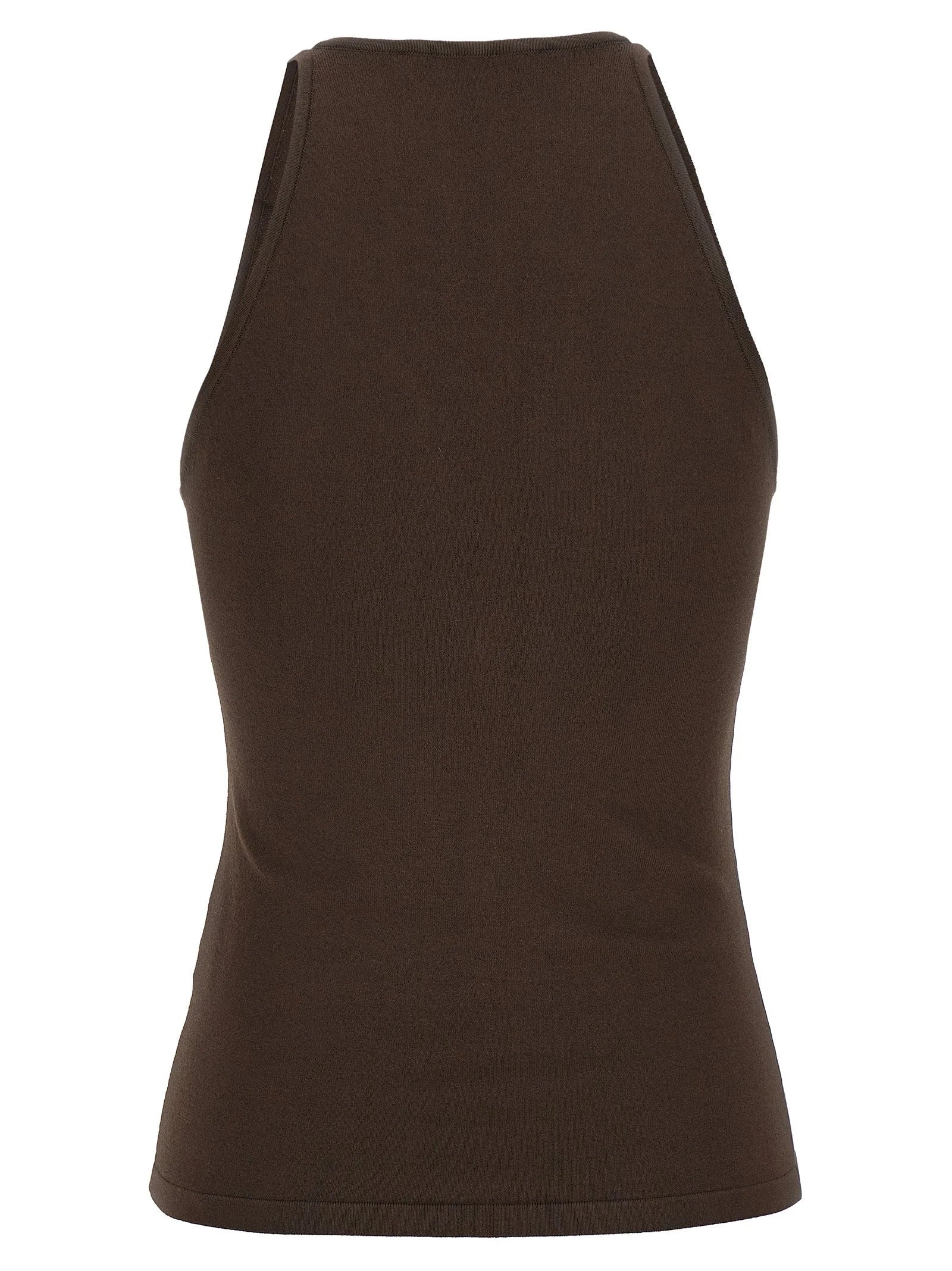 Max Mara Brown Viscose Sleeveles T-Shirt - M