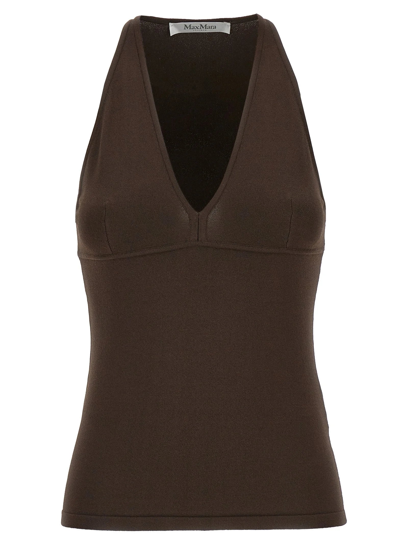 Max Mara Brown Viscose Sleeveles T-Shirt - M