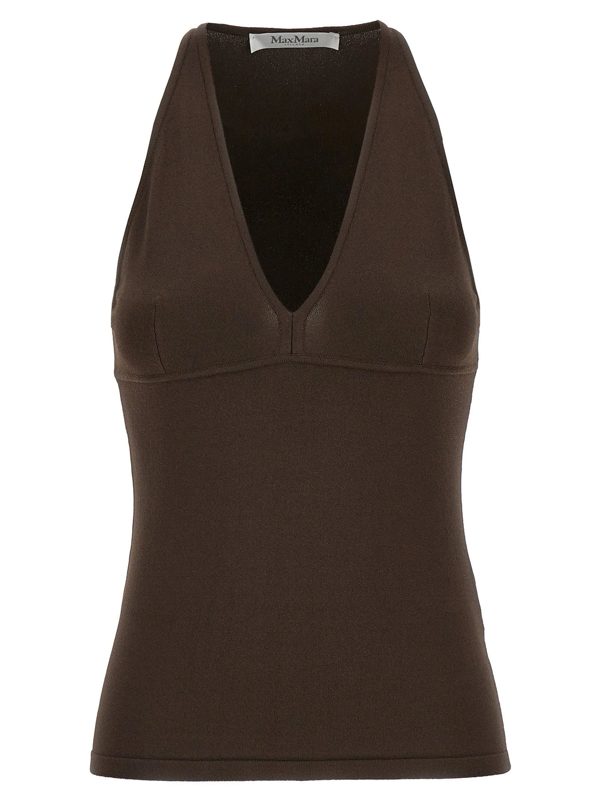 Max Mara Brown Viscose Sleeveles T-Shirt - M