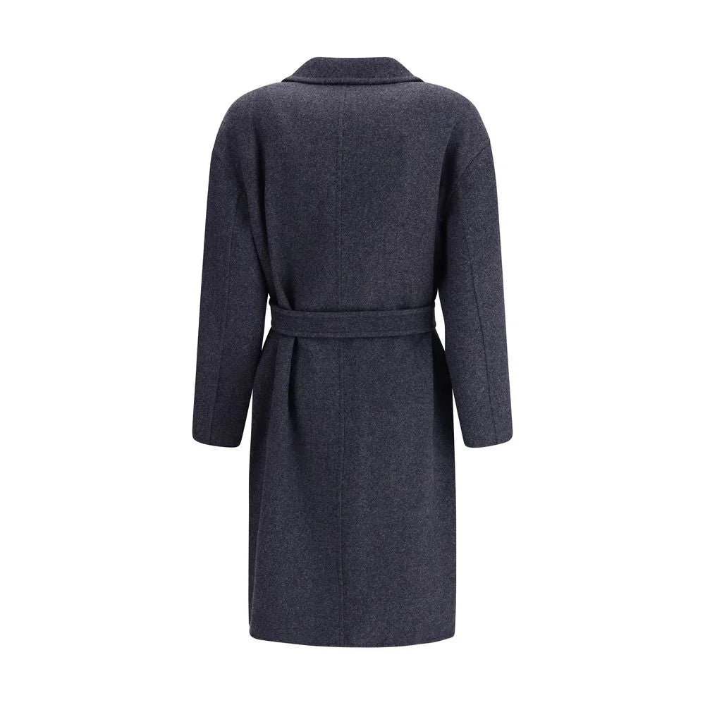 Max Mara Denim-effect Wool Carnia Coat - Wrap Coats