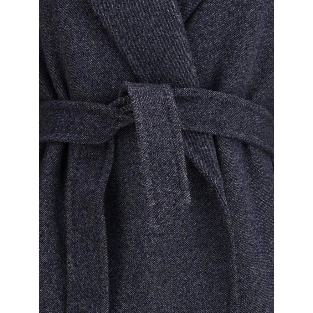 Max Mara Denim-effect Wool Carnia Coat - Wrap Coats