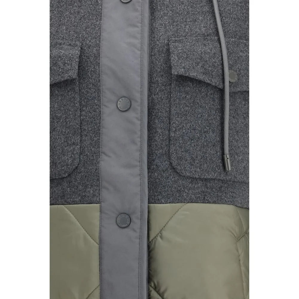Max Mara Gray Wool Oves Aries Shell Jacket - IT46|XL