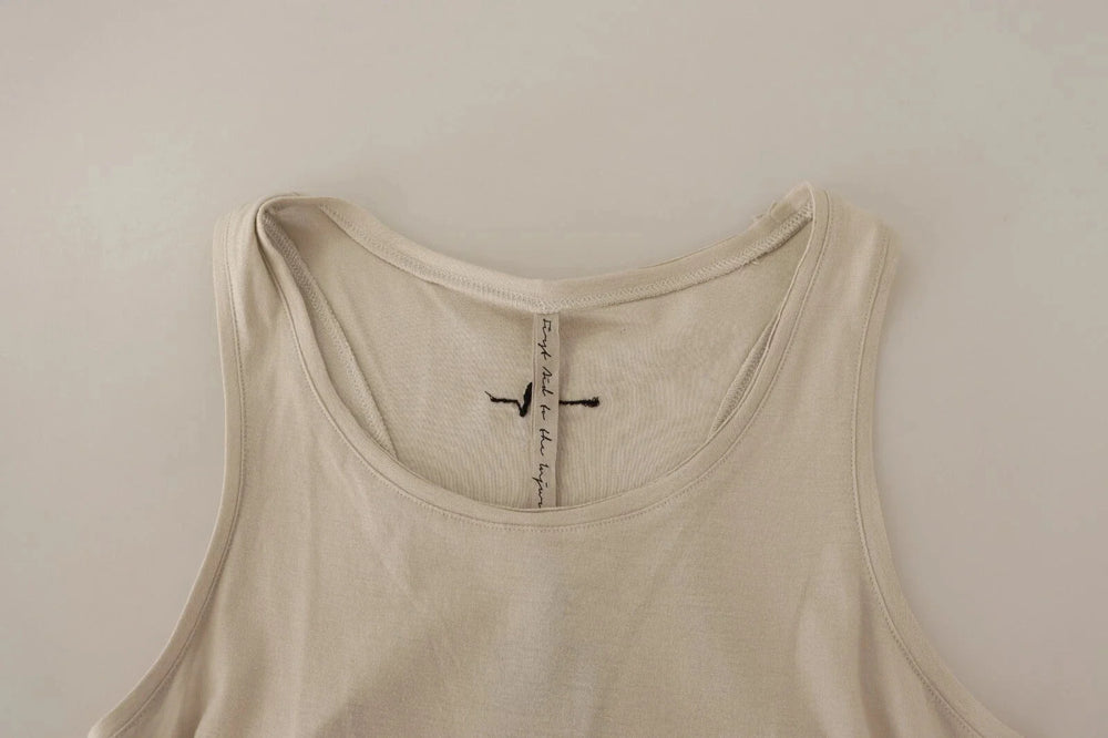 Max Mara Light Gray 100% Cotton Sleeveless Razor Back Tank Top - IT42|M