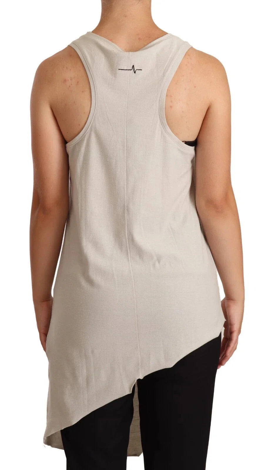 Max Mara Light Gray 100% Cotton Sleeveless Razor Back Tank Top - IT42|M