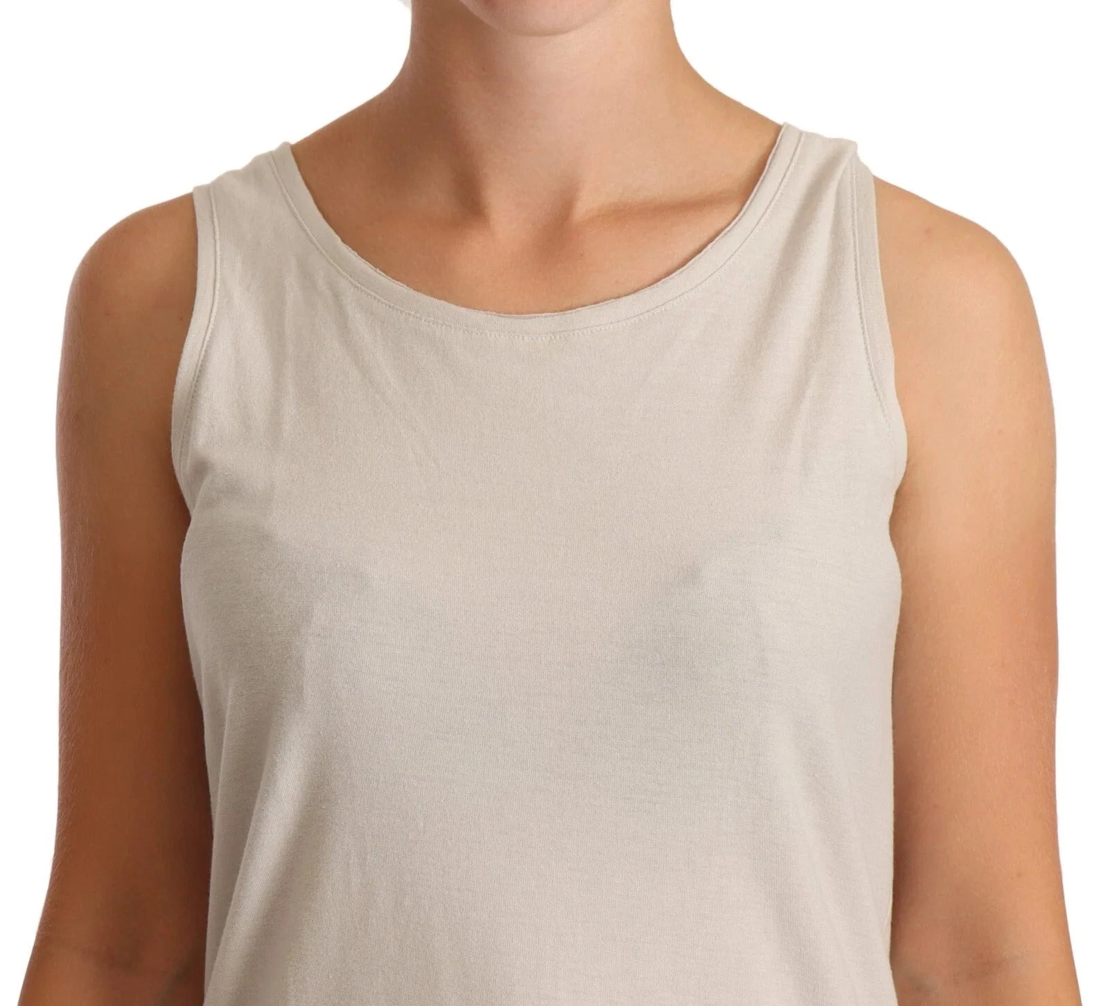 Max Mara Light Gray 100% Cotton Sleeveless Razor Back Tank Top - IT42|M