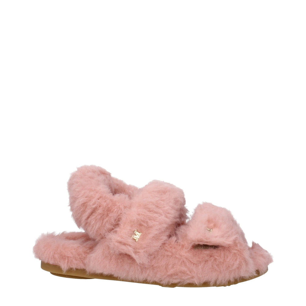 Max Mara Pink Fur Flat Sandals - EU38.5/US8.5