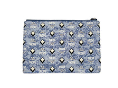 MCM Aren Flat Pouch Denim Crossbody Bag