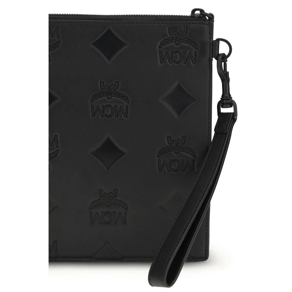 MCM Black Calf Leather Bos Taurus Clutch Bag