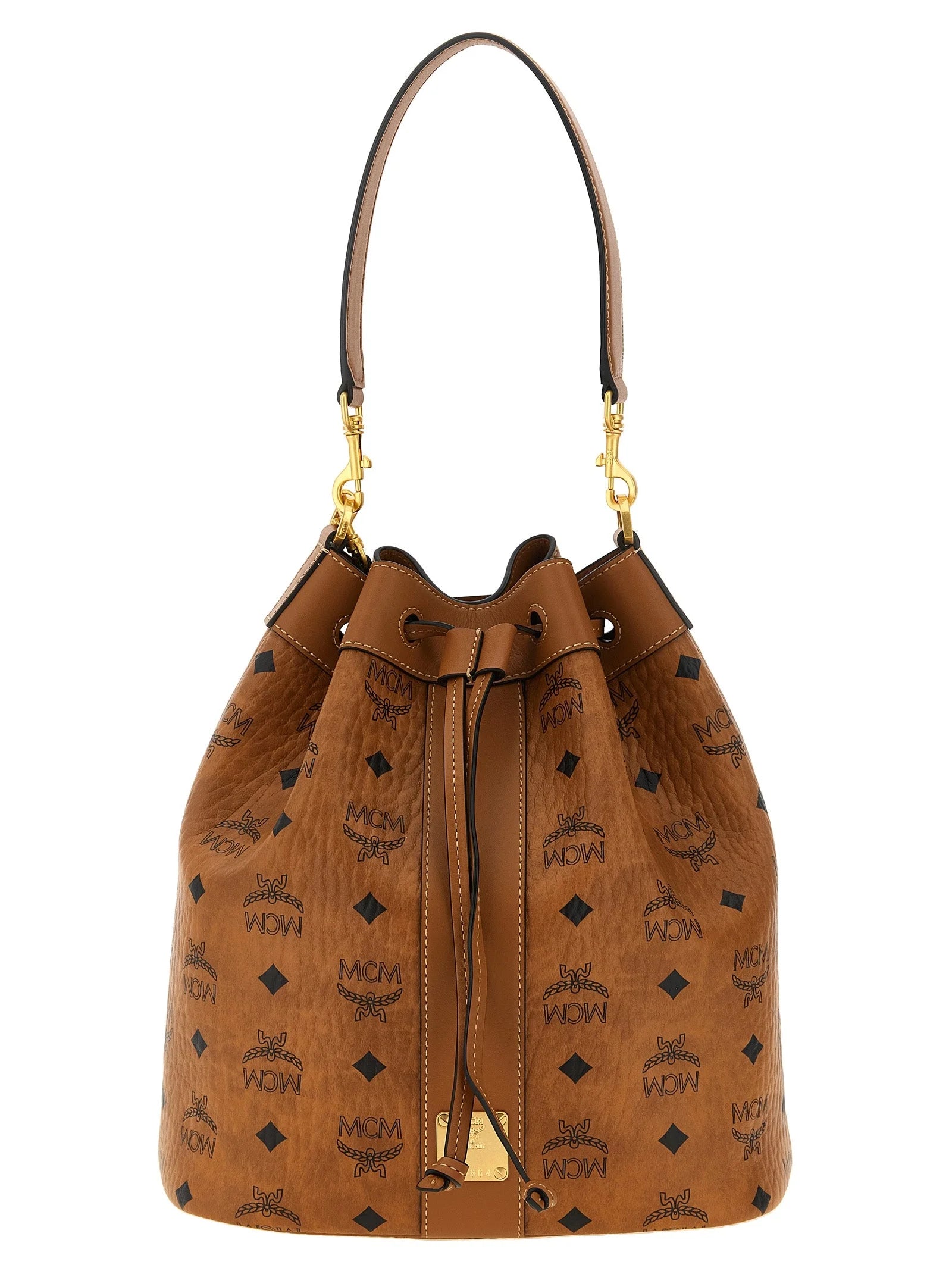 Borsa a spalla MCM in polietilene marrone