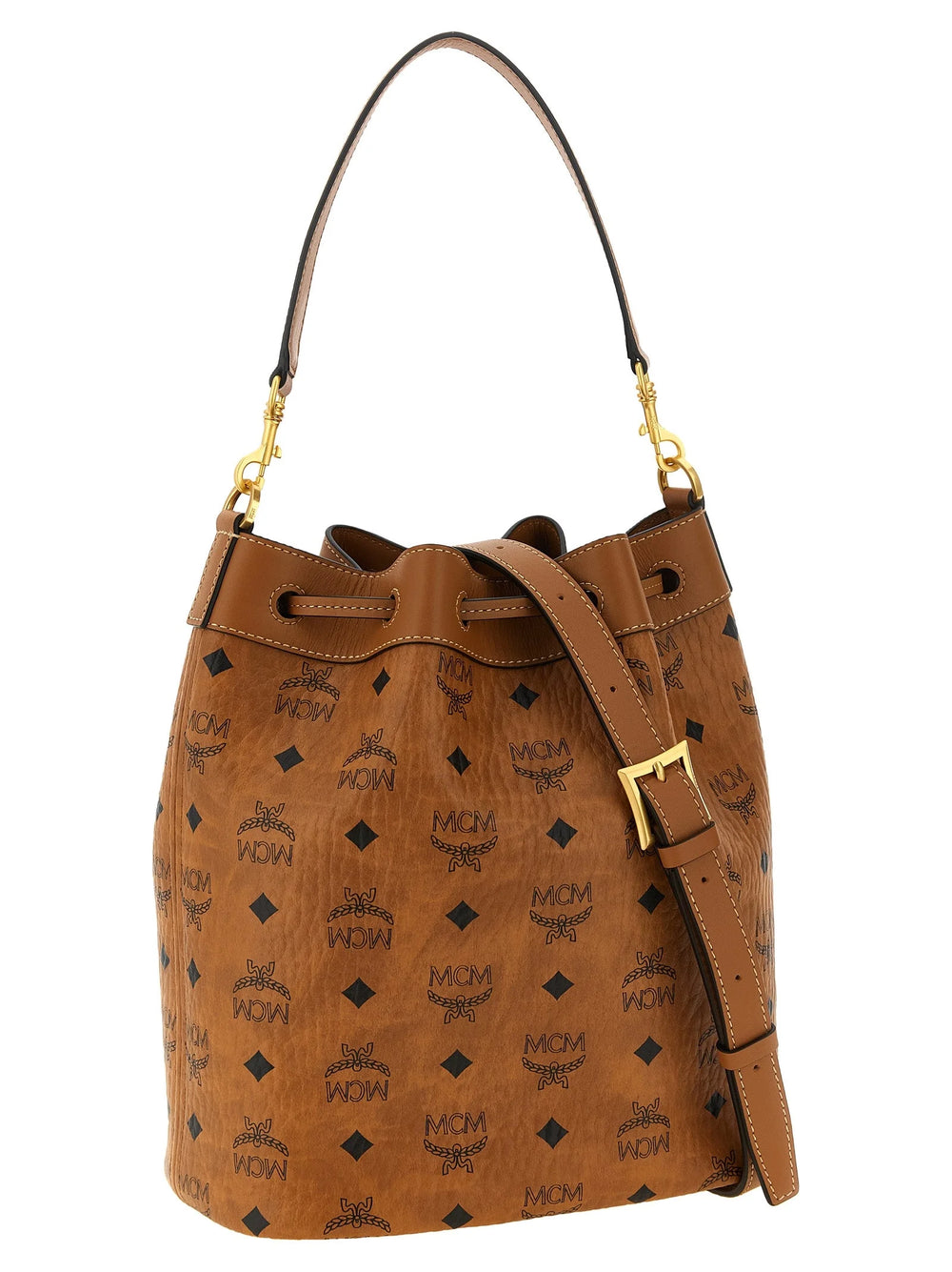 Borsa a spalla MCM in polietilene marrone