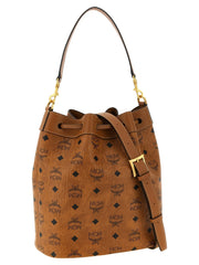 Borsa a spalla MCM in polietilene marrone
