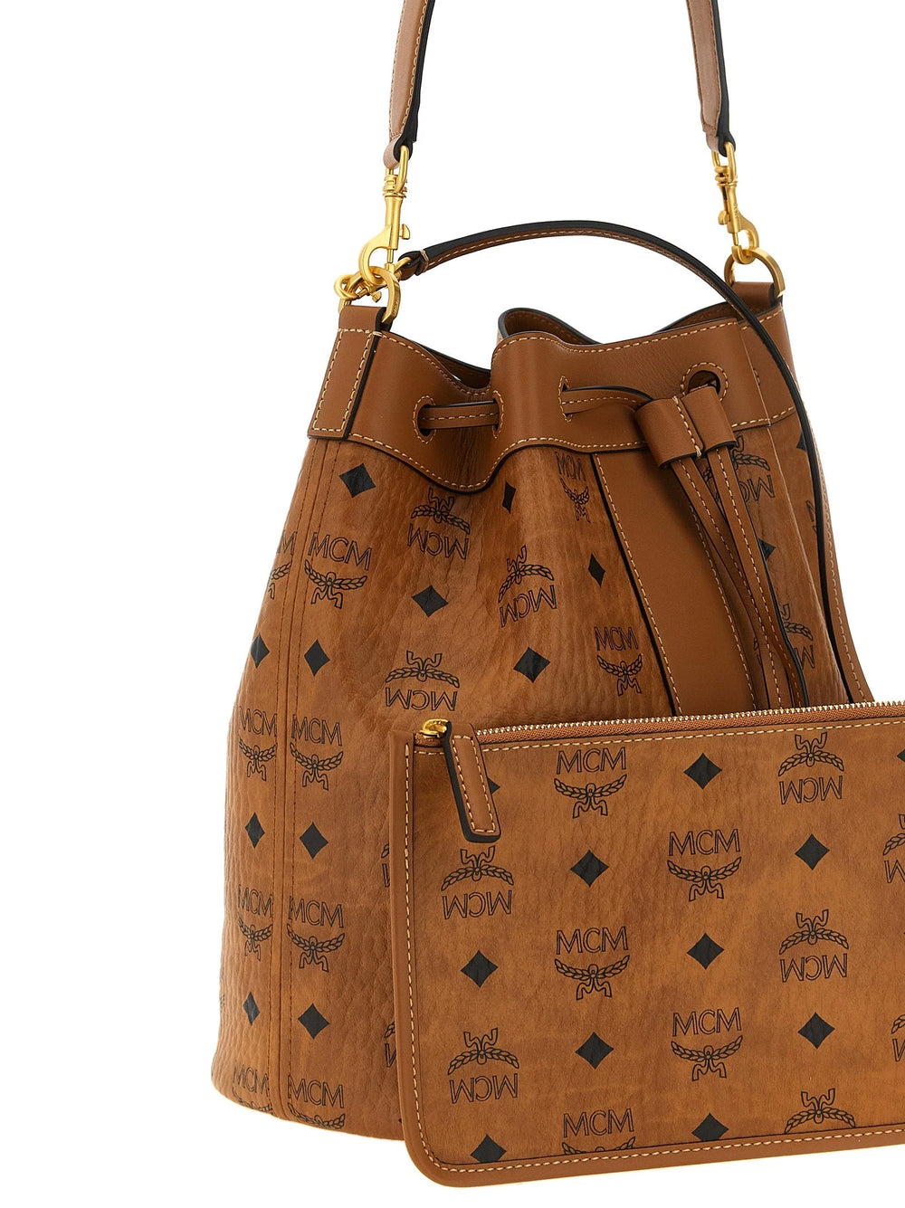 Borsa a spalla MCM in polietilene marrone