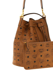 Borsa a spalla MCM in polietilene marrone