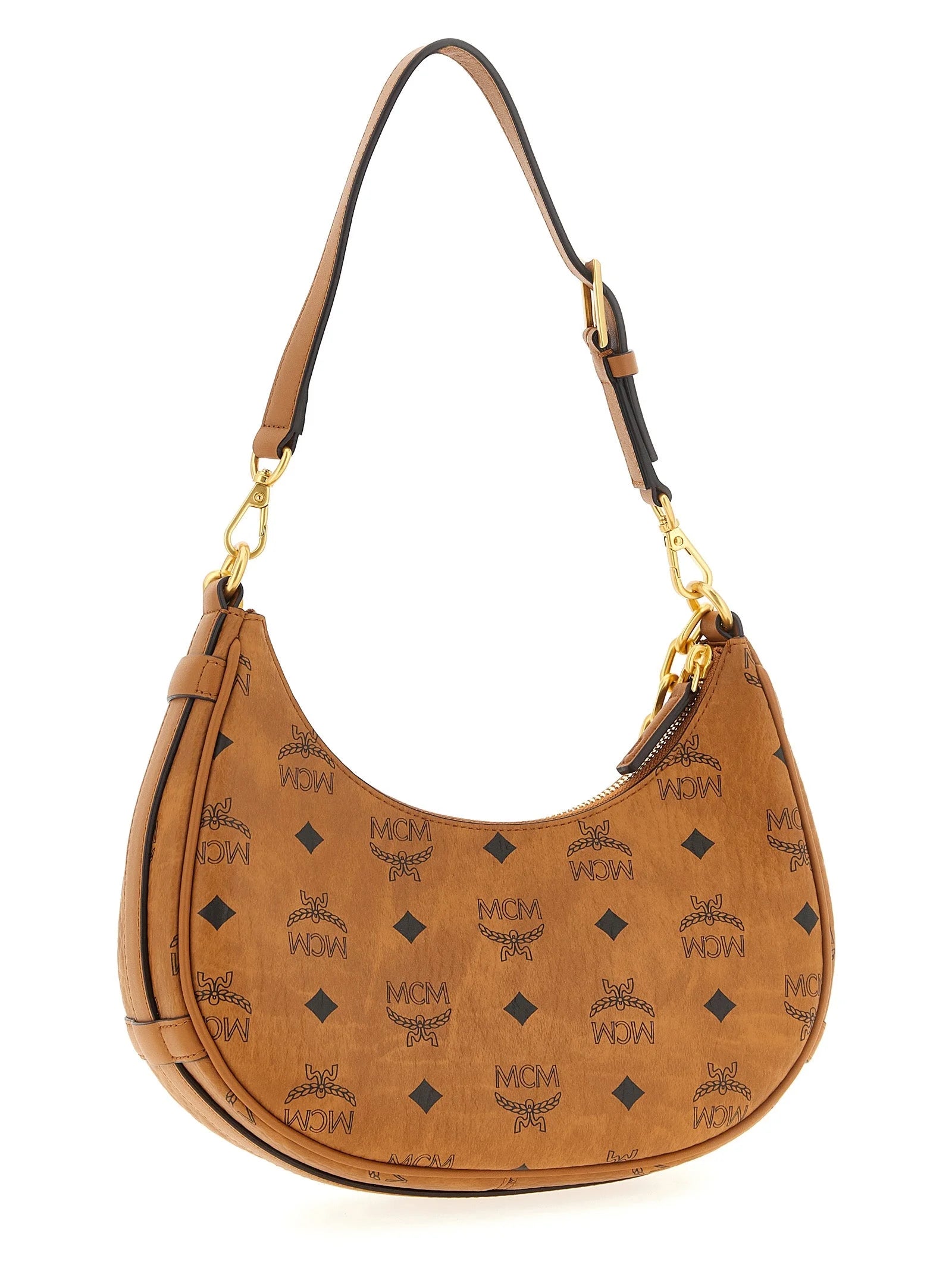 Borsa a spalla MCM in polietilene marrone