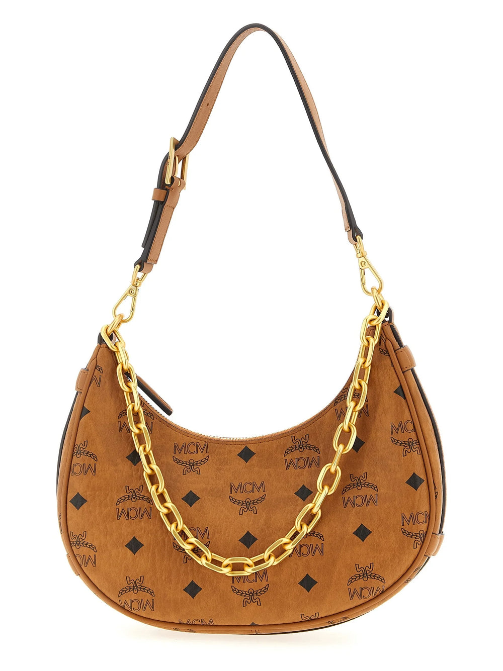 Borsa a spalla MCM in polietilene marrone