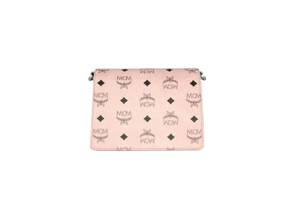 MCM Signature Soft Pink Diamond Logo Leather Mini Flap Lock Crossbody Handbag - Cross Body Bags