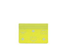 MCM Spectrum Diamond Mini Neon Yellow Visetos Leather Card Case Holder Wallet - Card Cases