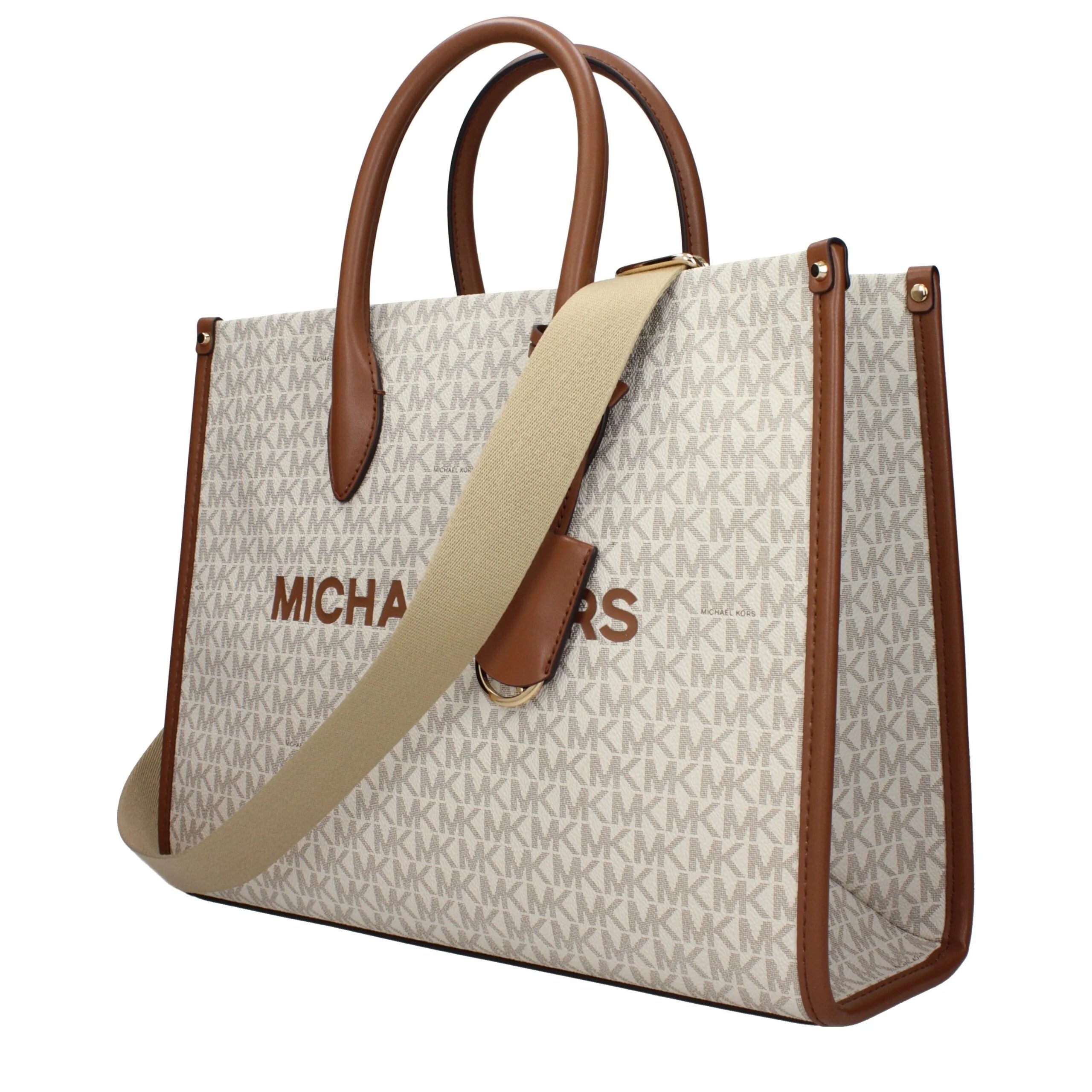 حقيبة يد من Michael Kors مصنوعة من القماش باللون البيج