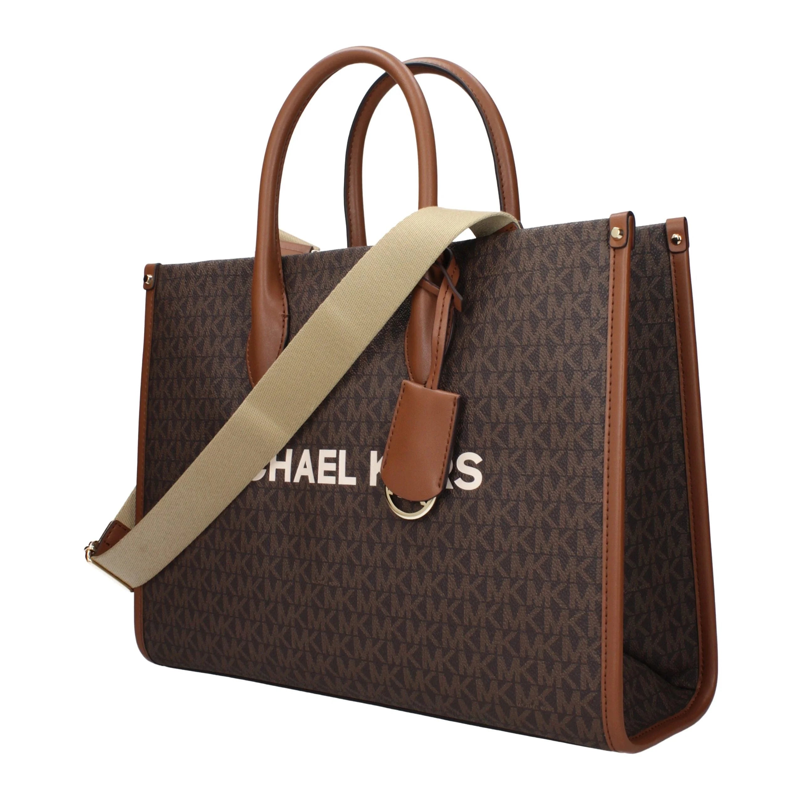 حقيبة يد من Michael Kors مصنوعة من القماش باللون البني