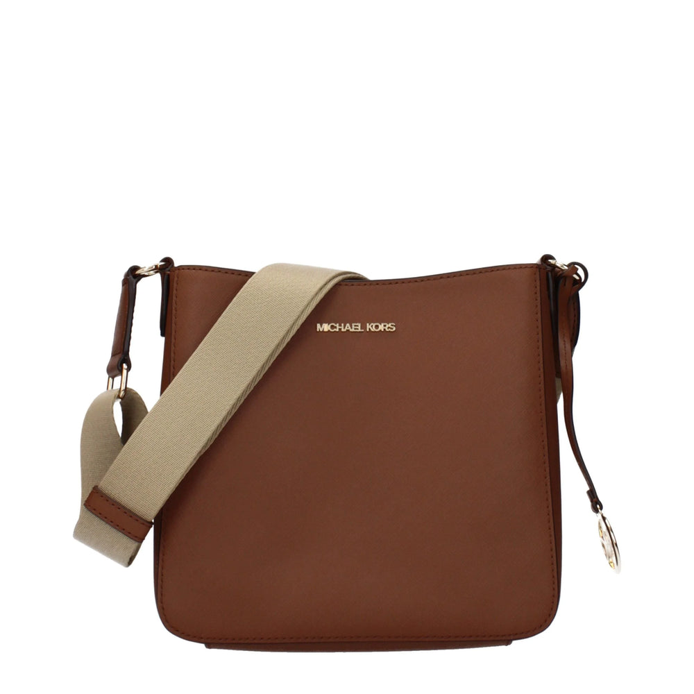 حقيبة كتف جلدية بنية من Michael Kors