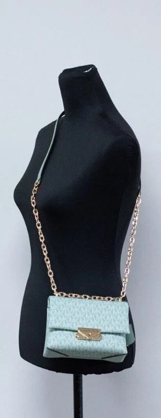 Michael Kors Cece Small Sea Green Signature PVC Convertible Flap Crossbody Bag - Cross Body Bags