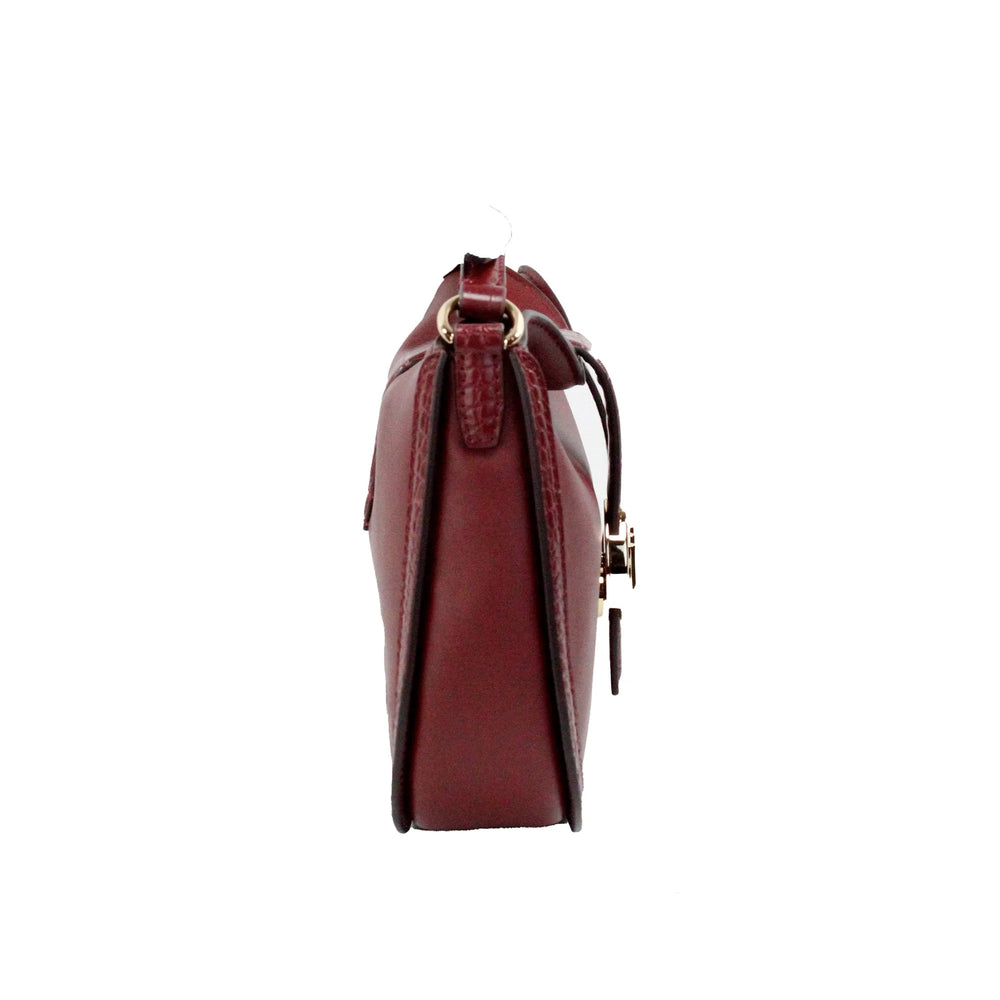 Michael Kors Gabby Small Dark Cherry Leather Foldover Hobo Crossbody Bag - Cross Body Bags
