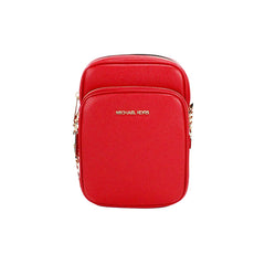Michael Kors Jet Set Bright Red Pebbled Leather North South Chain Crossbody Bag - Cross Body Bags