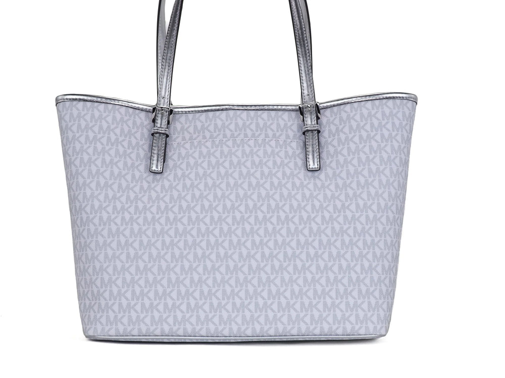 Michael Kors Jet Set Girls Print Medium Signature PVC Carryall Shoulder Tote Handbag (Bright White Multi) - Shopper Bags