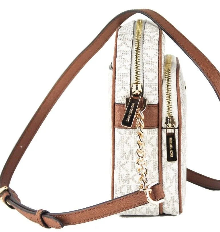 Michael Kors Jet Set Medium Vanilla PVC North South Chain Crossbody Handbag - Cross Body Bags