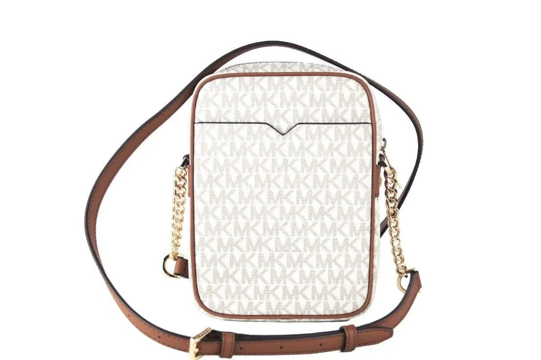 Michael Kors Jet Set Medium Vanilla PVC North South Chain Crossbody Handbag - Cross Body Bags