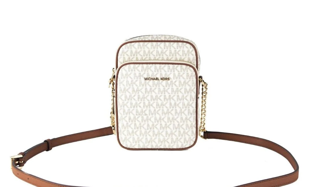 Michael Kors Jet Set Medium Vanilla PVC North South Chain Crossbody Handbag - Cross Body Bags