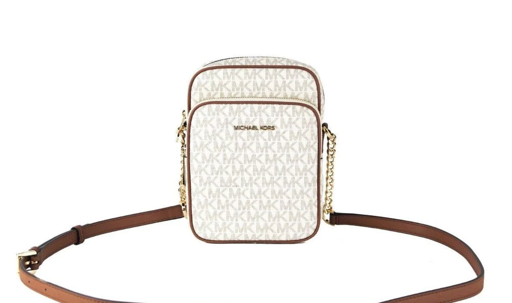 Michael Kors Jet Set Medium Vanilla PVC North South Chain Crossbody Handbag - Cross Body Bags