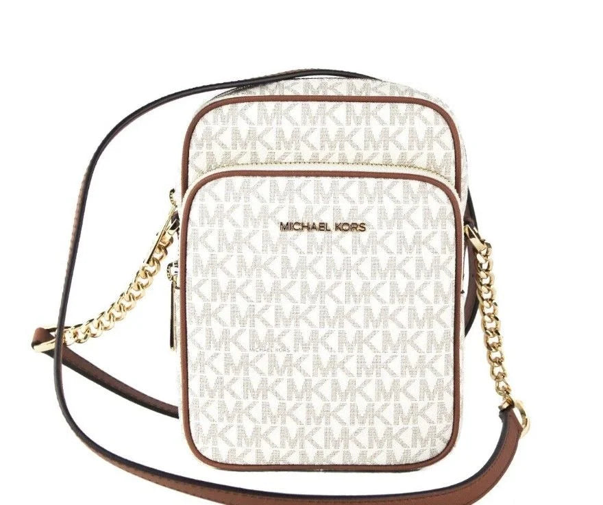 Michael Kors Jet Set Medium Vanilla PVC North South Chain Crossbody Handbag - Cross Body Bags