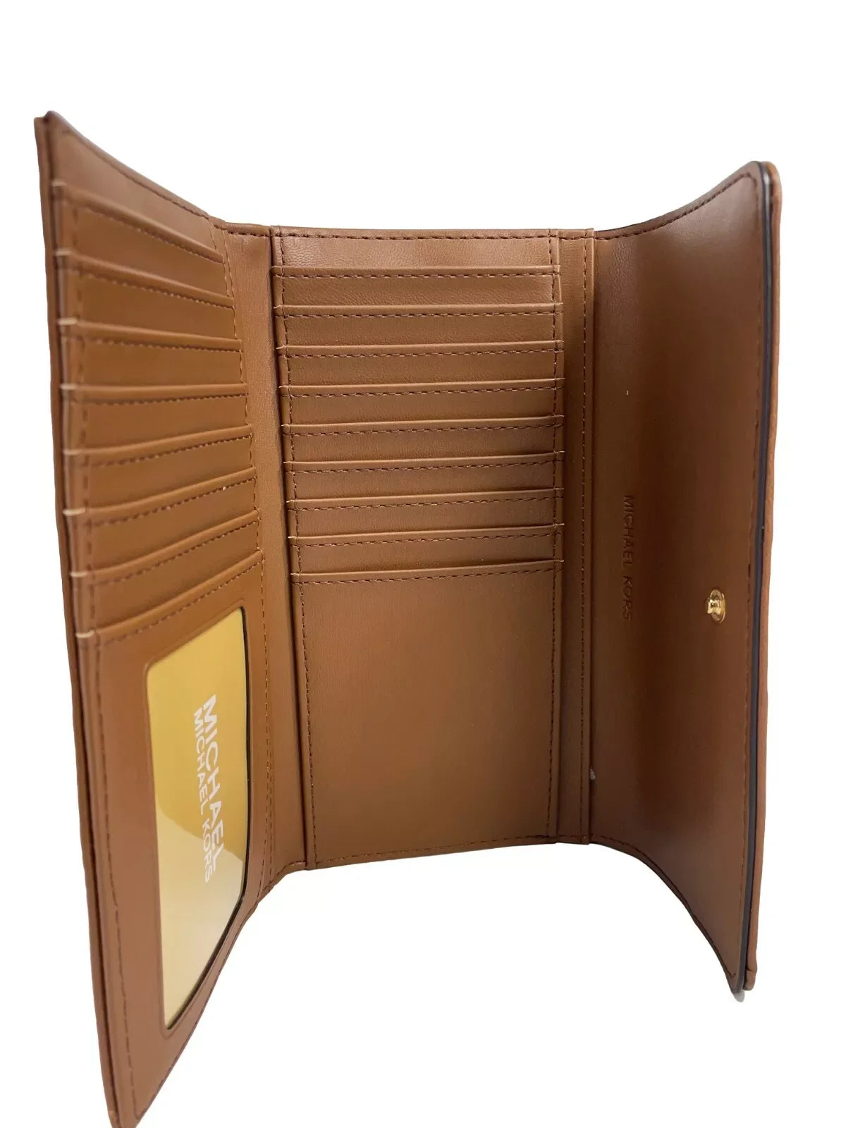 Michael Kors Jet Set Travel Large Quilted Leather Trifold Wallet Brown - Wallets