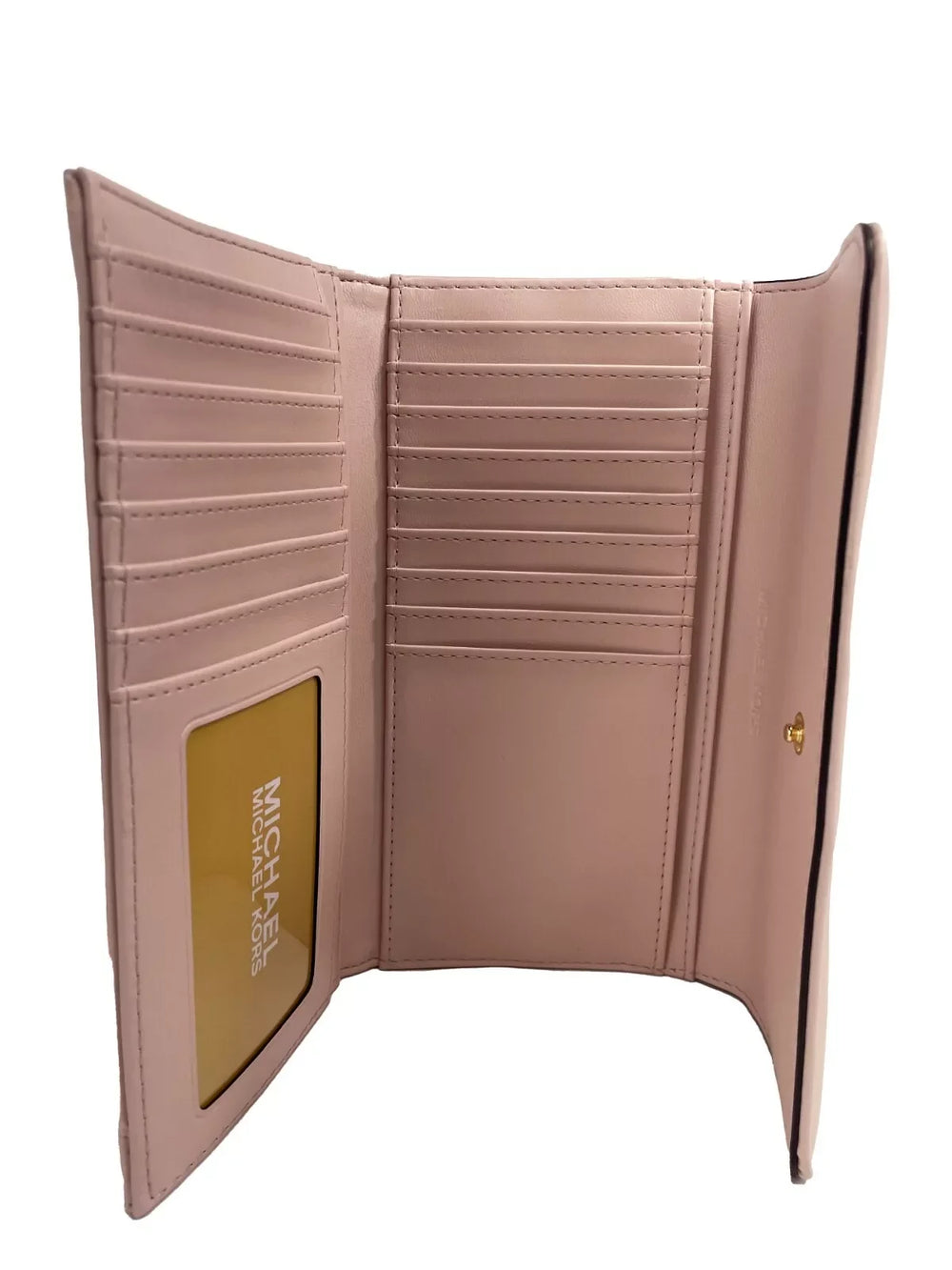 Michael Kors Jet Set Travel Large Quilted Leather Trifold Wallet Powder Blush - Wallets